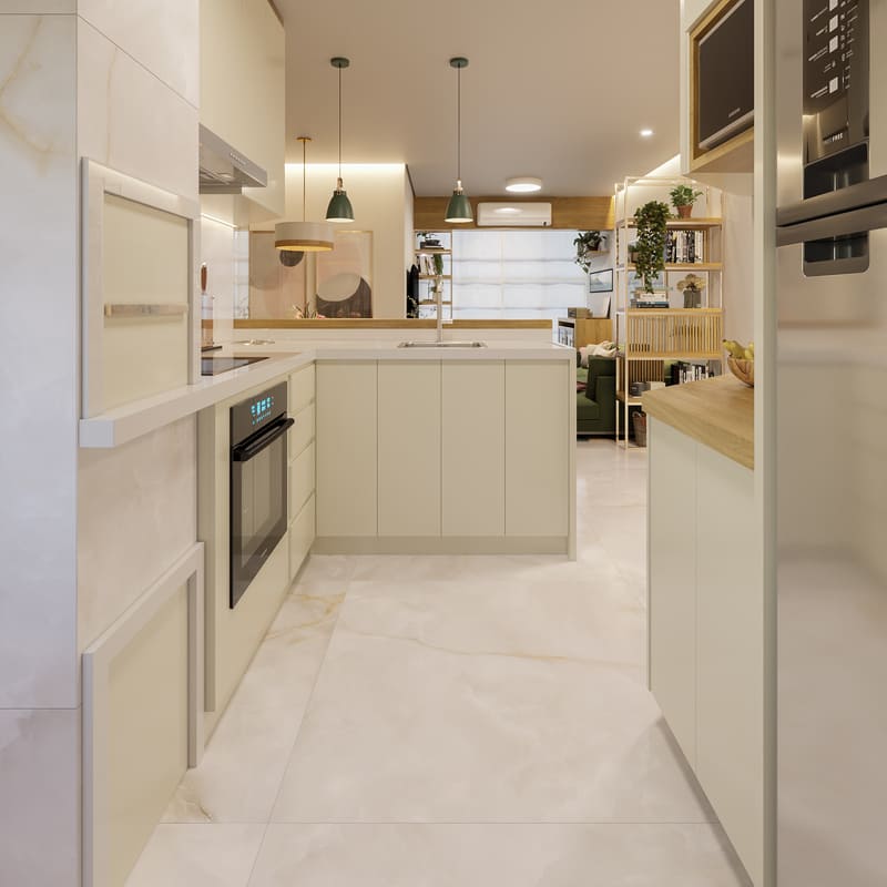 Flutua Arquitetura Picarras Criciuma Interiores Paisagismo Engenharia e BIM AP Sevilha Apartamento Living Sala Cozinha CAM 02